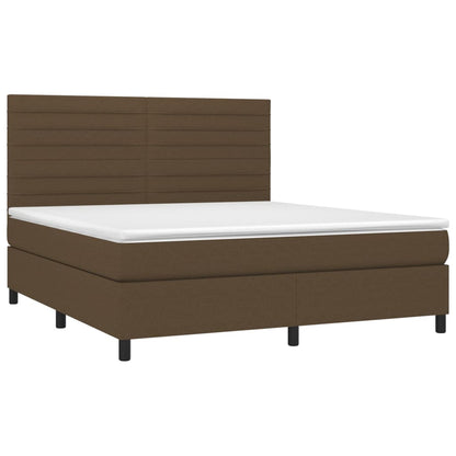 Box Spring Postel S Matrací A Led Tmavě Hnědá 160X200 Cm Textil