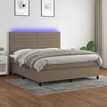 Box Spring Postel S Matrací A Led Textil Taupe