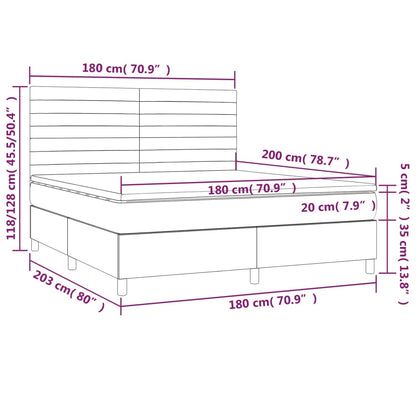 Box Spring Postel S Matrací A Led Tmavě Hnědá 180X200 Cm Textil