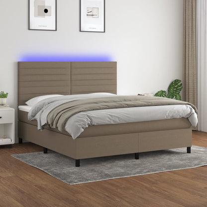 Box Spring Postel S Matrací A Led Textil Taupe