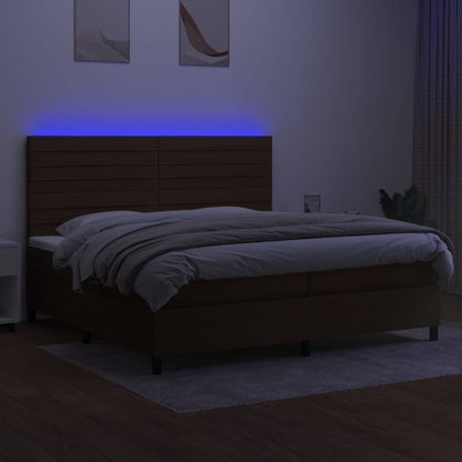 Box Spring Postel S Matrací A Led Tmavě Hnědá 200X200 Cm Textil