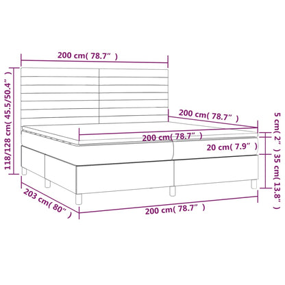 Box Spring Postel S Matrací A Led Tmavě Hnědá 200X200 Cm Textil