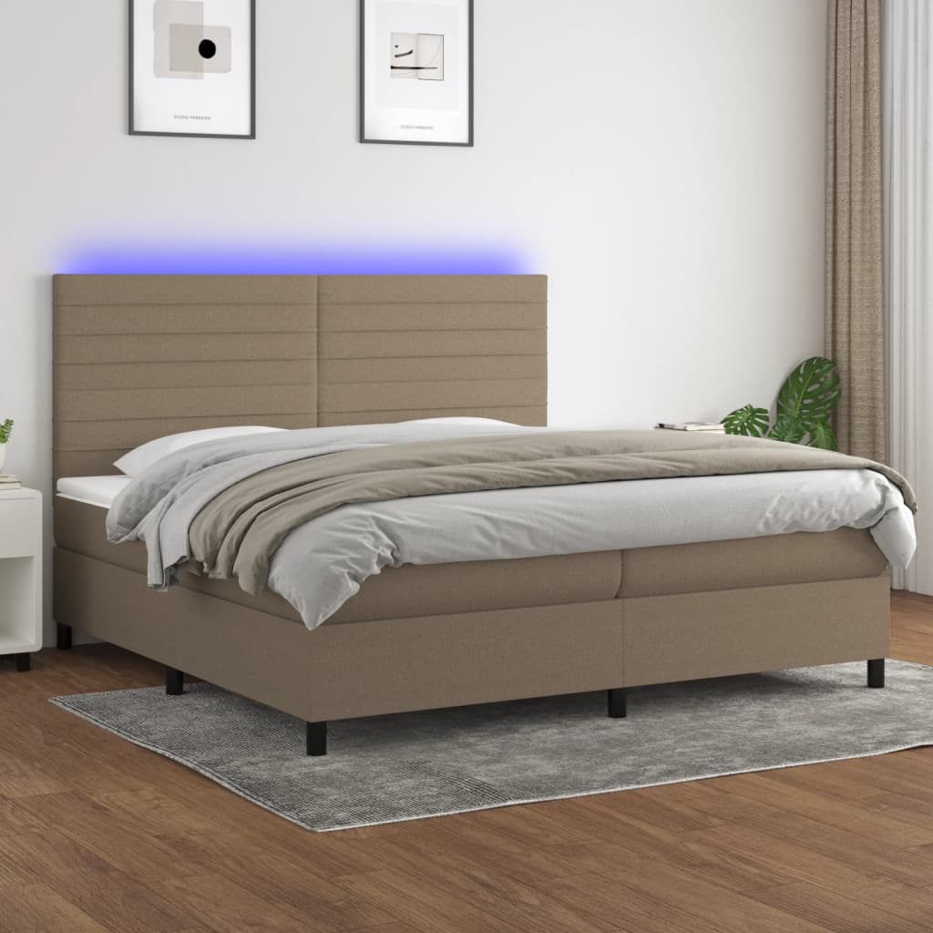 Box Spring Postel S Matrací A Led Textil Taupe