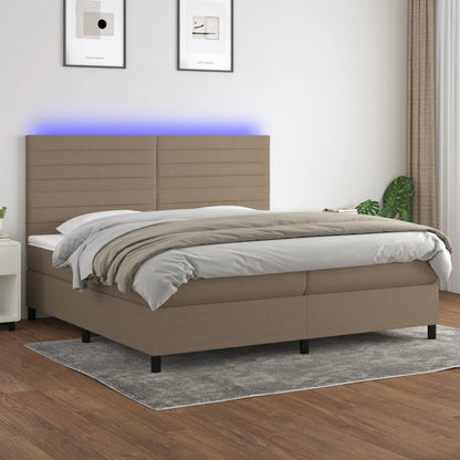 Box Spring Postel S Matrací A Led Textil Taupe