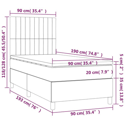 Box Spring Postel S Matrací A Led Tmavě Hnědá 90X190 Cm Textil
