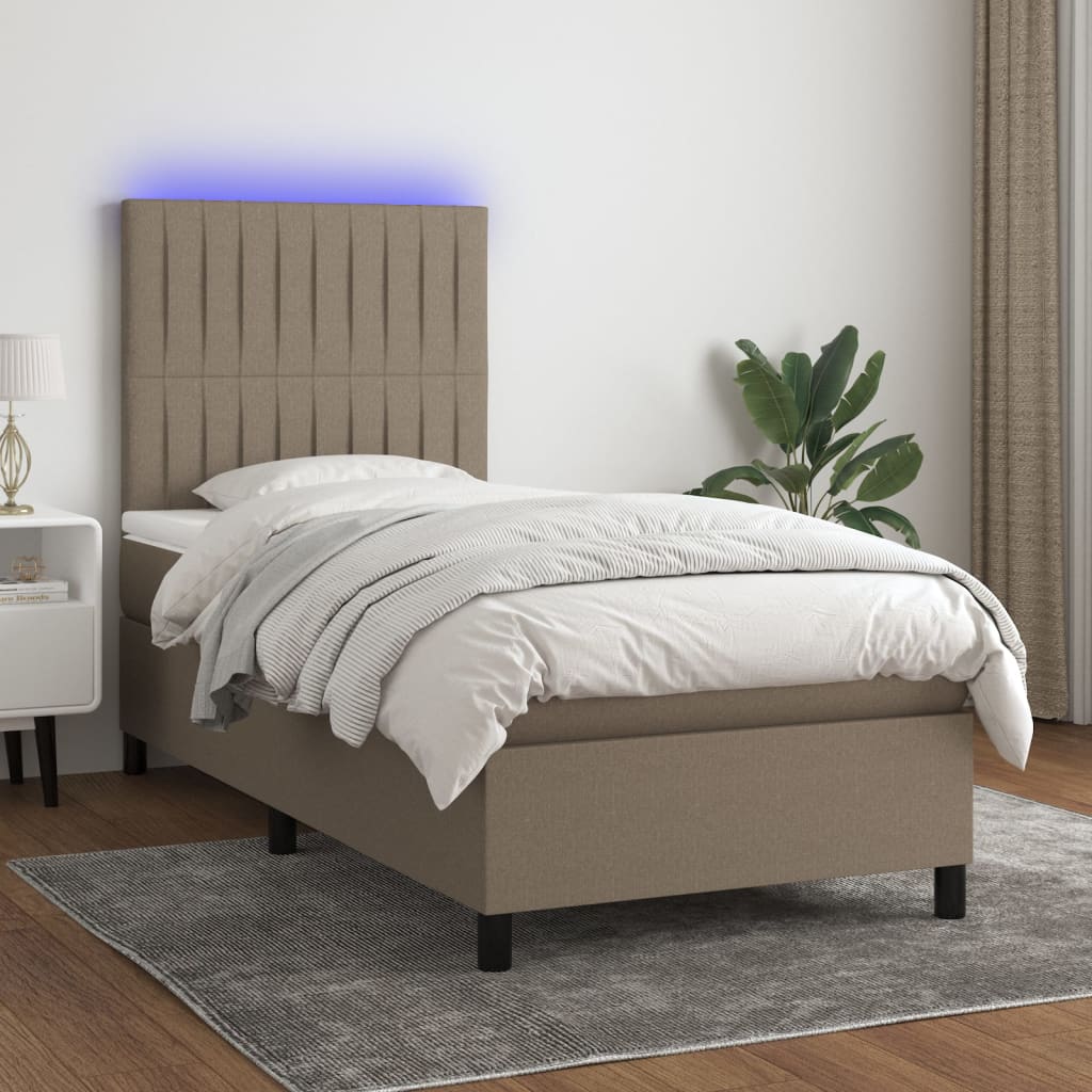 Box Spring Postel S Matrací A Led Textil Taupe