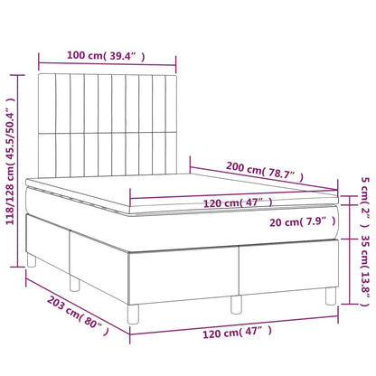 Box Spring Postel S Matrací A Led Tmavě Hnědá 120X200 Cm Textil