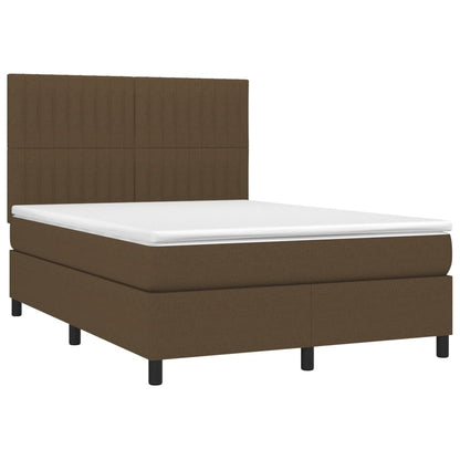Box Spring Postel S Matrací A Led Tmavě Hnědá 140X200 Cm Textil