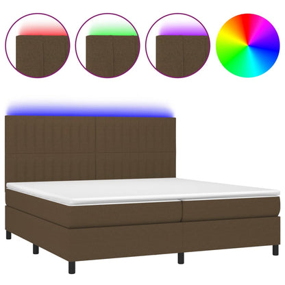 Box Spring Postel S Matrací A Led Tmavě Hnědá 200X200 Cm Textil