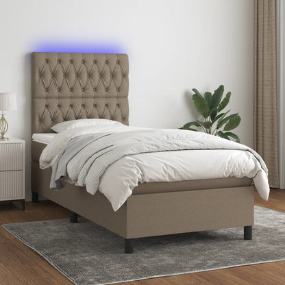 Box Spring Postel S Matrací A Led Textil Taupe