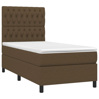Box Spring Postel S Matrací A Led Tmavě Hnědá 90X190 Cm Textil