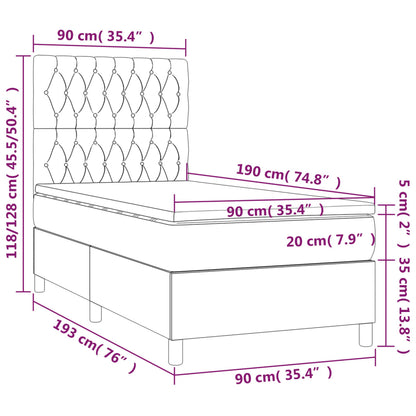 Box Spring Postel S Matrací A Led Tmavě Hnědá 90X190 Cm Textil
