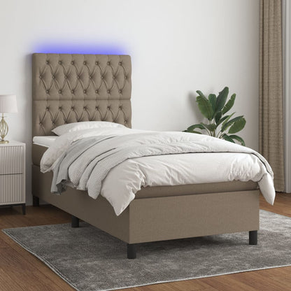 Box Spring Postel S Matrací A Led Textil Taupe