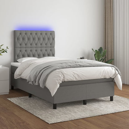 Box Spring Postel S Matrací A Led Textil Tmavě Šedá