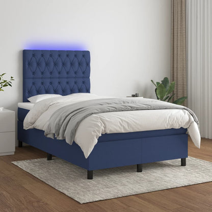 Box Spring Postel S Matrací A Led Textil Modrá