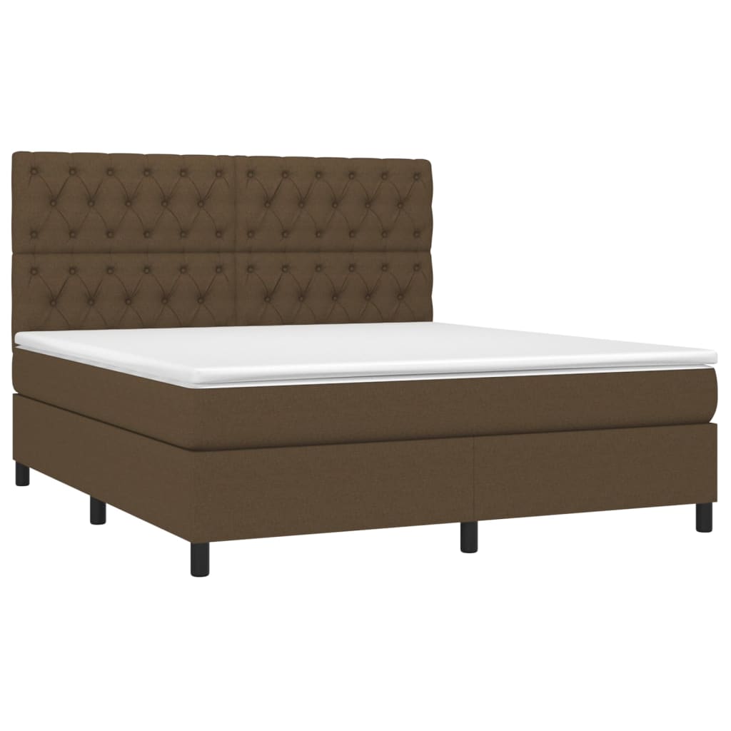 Box Spring Postel S Matrací A Led Tmavě Hnědá 160X200 Cm Textil