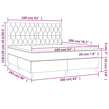Box Spring Postel S Matrací A Led Tmavě Hnědá 160X200 Cm Textil