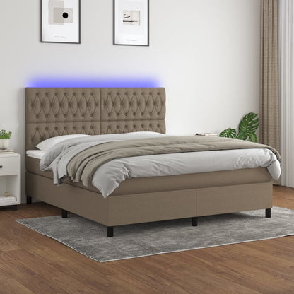 Box Spring Postel S Matrací A Led Textil Taupe