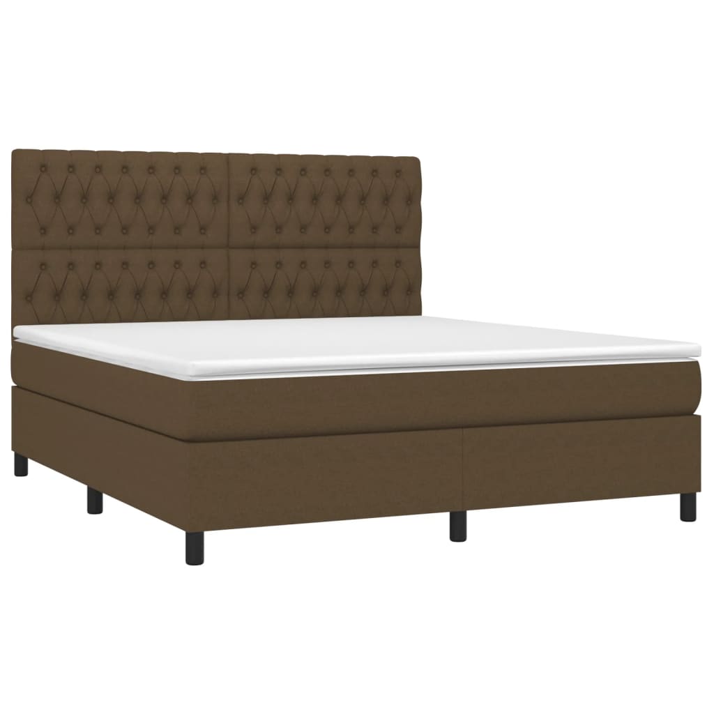 Box Spring Postel S Matrací A Led Tmavě Hnědá 180X200 Cm Textil