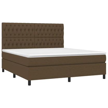 Box Spring Postel S Matrací A Led Tmavě Hnědá 180X200 Cm Textil