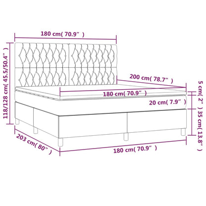 Box Spring Postel S Matrací A Led Tmavě Hnědá 180X200 Cm Textil