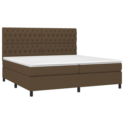 Box Spring Postel S Matrací A Led Tmavě Hnědá 200X200 Cm Textil
