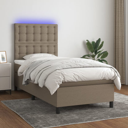 Box Spring Postel S Matrací A Led Textil Taupe
