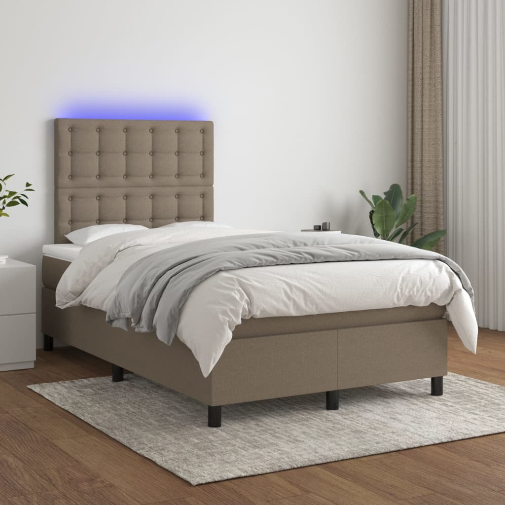 Box Spring Postel S Matrací A Led Textil Taupe