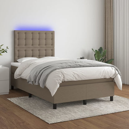 Box Spring Postel S Matrací A Led Textil Taupe