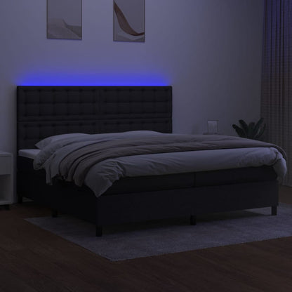 Box Spring Postel S Matrací A Led Černá Textil Černá