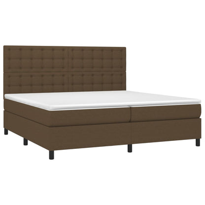 Box Spring Postel S Matrací A Led Tmavě Hnědá 200X200 Cm Textil