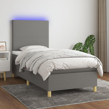 Box Spring Postel S Matrací A Led Textil Tmavě Šedá