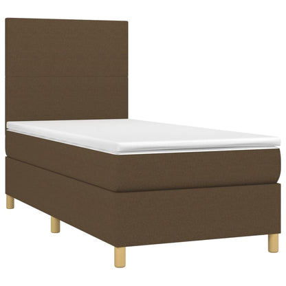 Box Spring Postel S Matrací A Led Tmavě Hnědá 80X200 Cm Textil