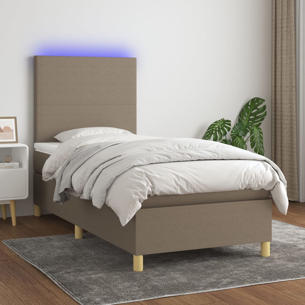 Box Spring Postel S Matrací A Led Textil Taupe