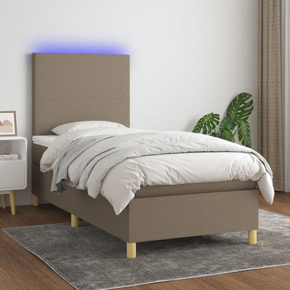 Box Spring Postel S Matrací A Led Textil Taupe