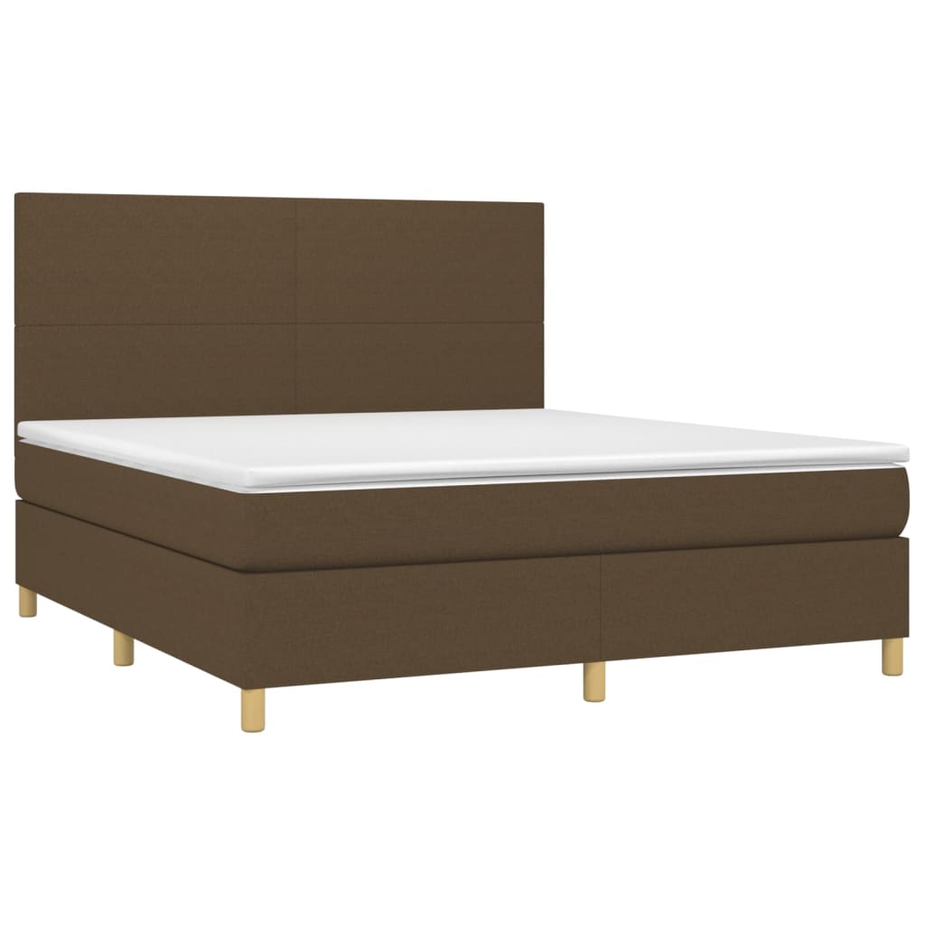 Box Spring Postel S Matrací A Led Tmavě Hnědá 160X200 Cm Textil