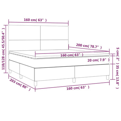 Box Spring Postel S Matrací A Led Tmavě Hnědá 160X200 Cm Textil
