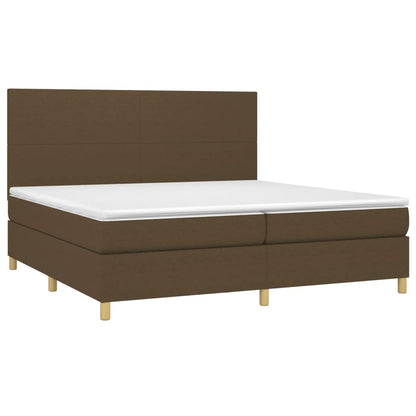 Box Spring Postel S Matrací A Led Tmavě Hnědá 200X200 Cm Textil