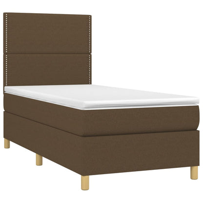 Box Spring Postel S Matrací A Led Tmavě Hnědá 90X200 Cm Textil