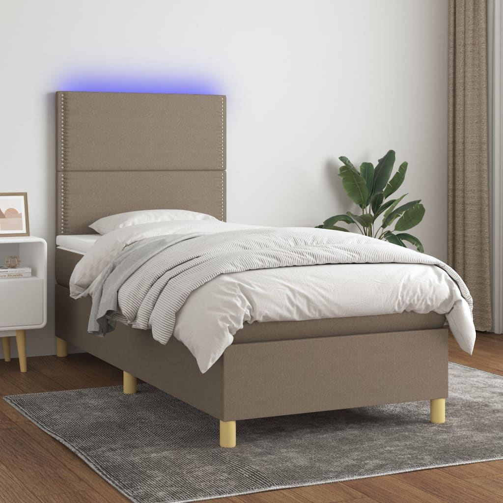 Box Spring Postel S Matrací A Led Textil Taupe