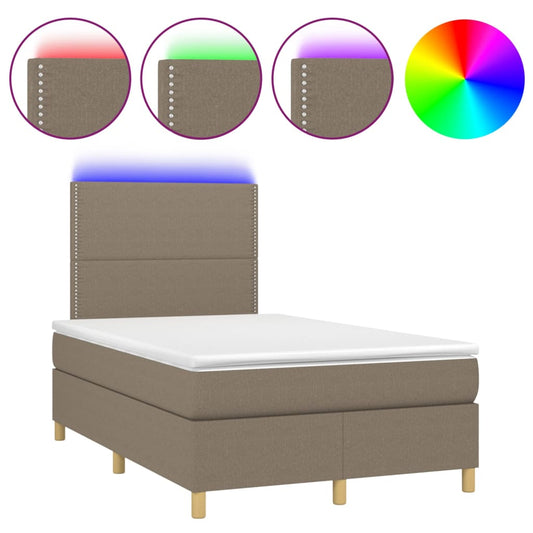 Box Spring Postel S Matrací A Led Textil Taupe