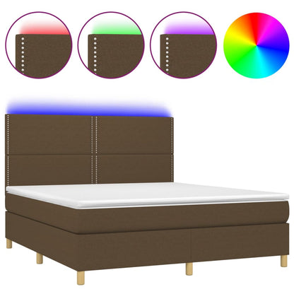 Box Spring Postel S Matrací A Led Tmavě Hnědá 180X200 Cm Textil
