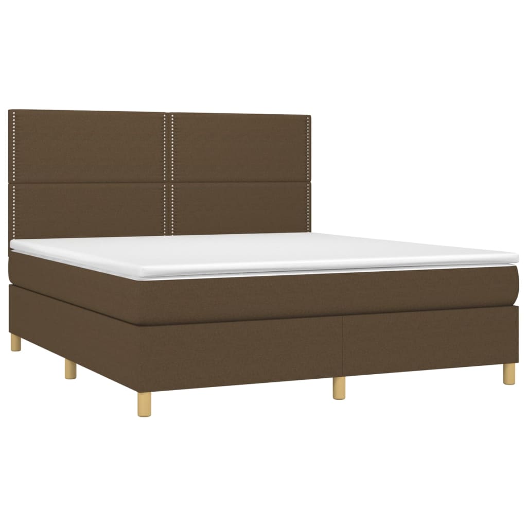 Box Spring Postel S Matrací A Led Tmavě Hnědá 180X200 Cm Textil