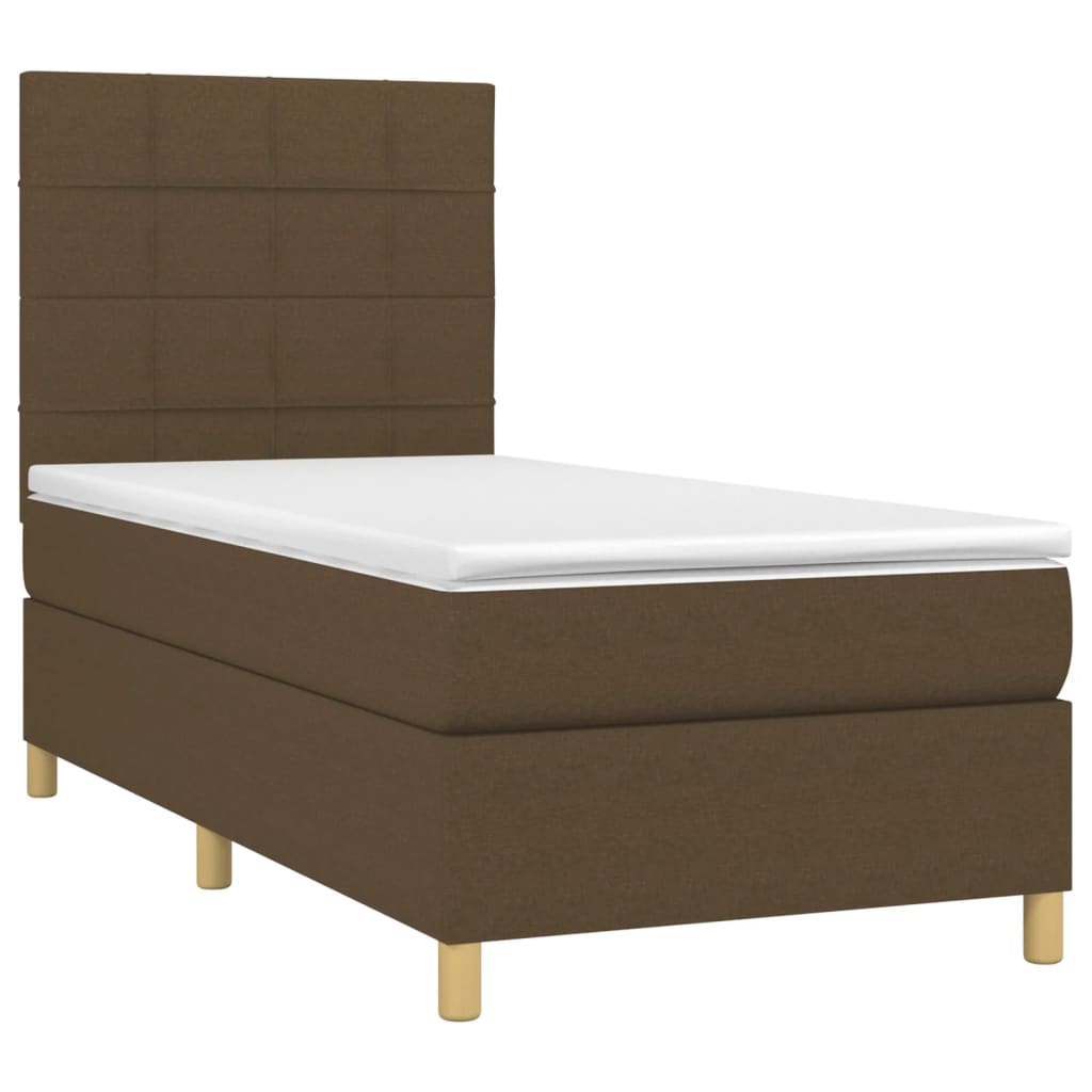 Box Spring Postel S Matrací A Led Tmavě Hnědá 90X190 Cm Textil