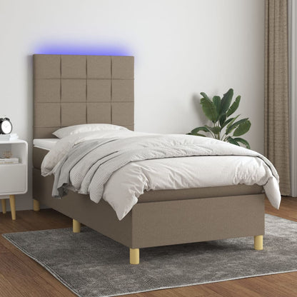 Box Spring Postel S Matrací A Led Textil Taupe