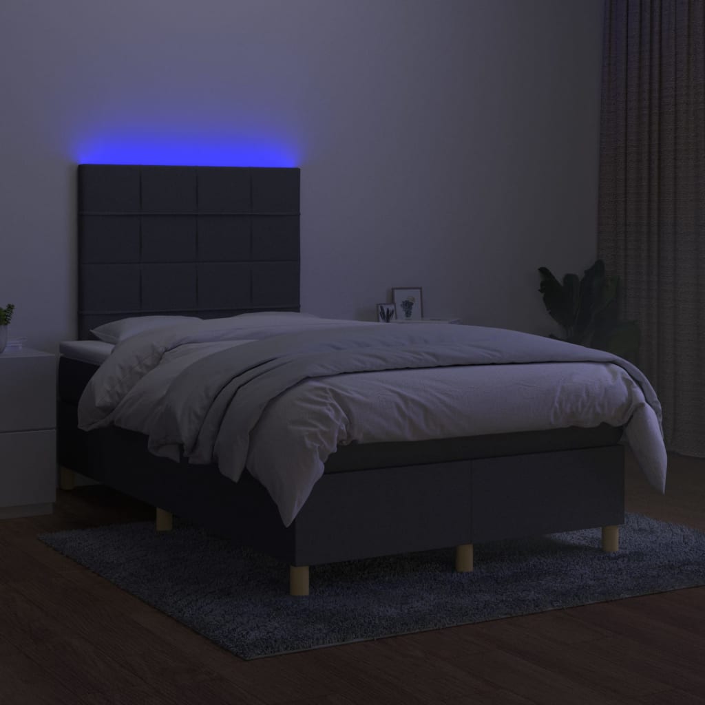 Box Spring Postel S Matrací A Led Textil Tmavě Šedá