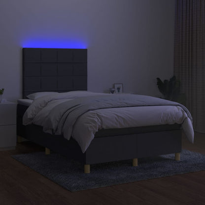 Box Spring Postel S Matrací A Led Textil Tmavě Šedá
