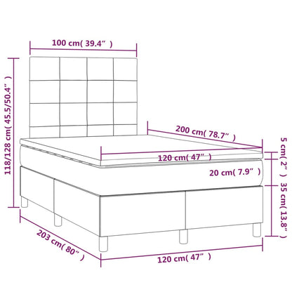 Box Spring Postel S Matrací A Led Tmavě Hnědá 120X200 Cm Textil