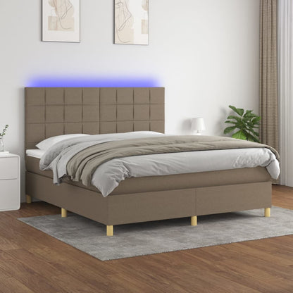 Box Spring Postel S Matrací A Led Textil Taupe