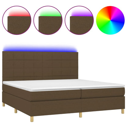 Box Spring Postel S Matrací A Led Tmavě Hnědá 200X200 Cm Textil